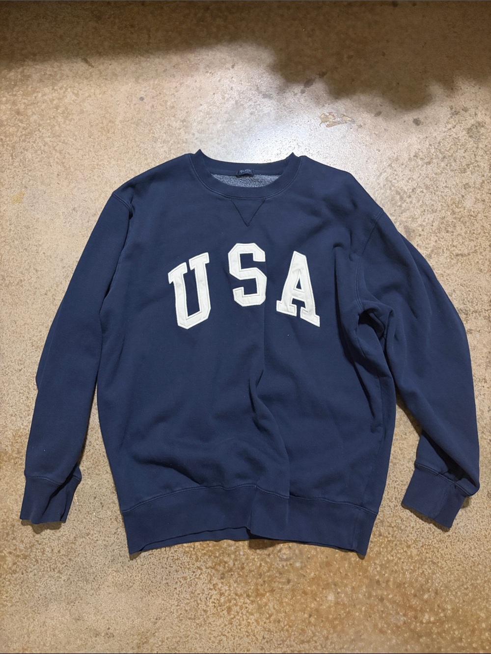 Brandy Melville Navy Crewneck Sweatshirt with White USA Appliqué